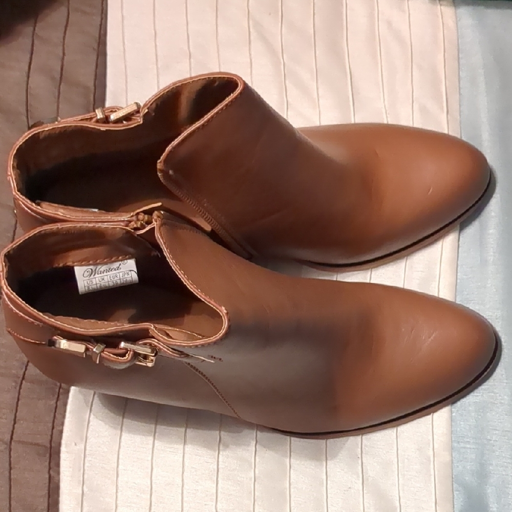 Wanted Tan Leather Ankle Boots